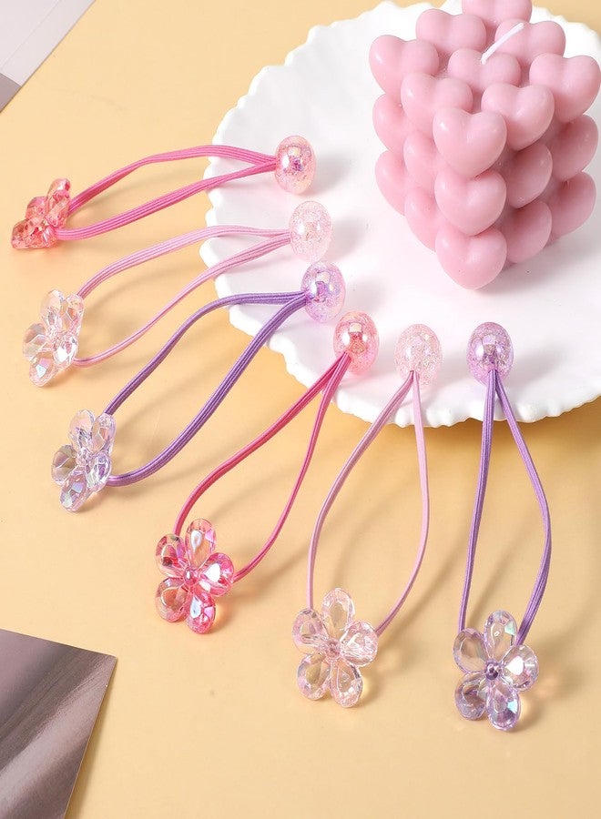 Tyqour 6 Pcs Bubble Hair Ties for Girls, Colored Camellia Rubber Beads Bubble Balls Hair Ties Ponytailers for Kids Toddler Girls (Pink, Rose Red, Purple) - Image 4